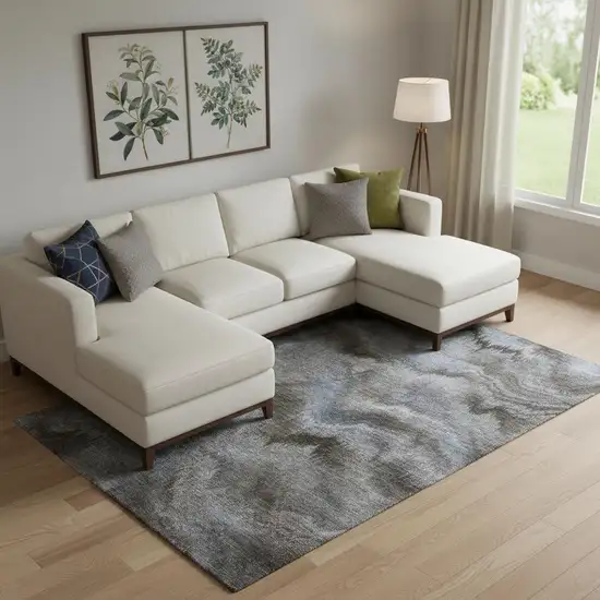 Taupe And Gray Abstract Washable Area Rug With UV Protection Photo 2