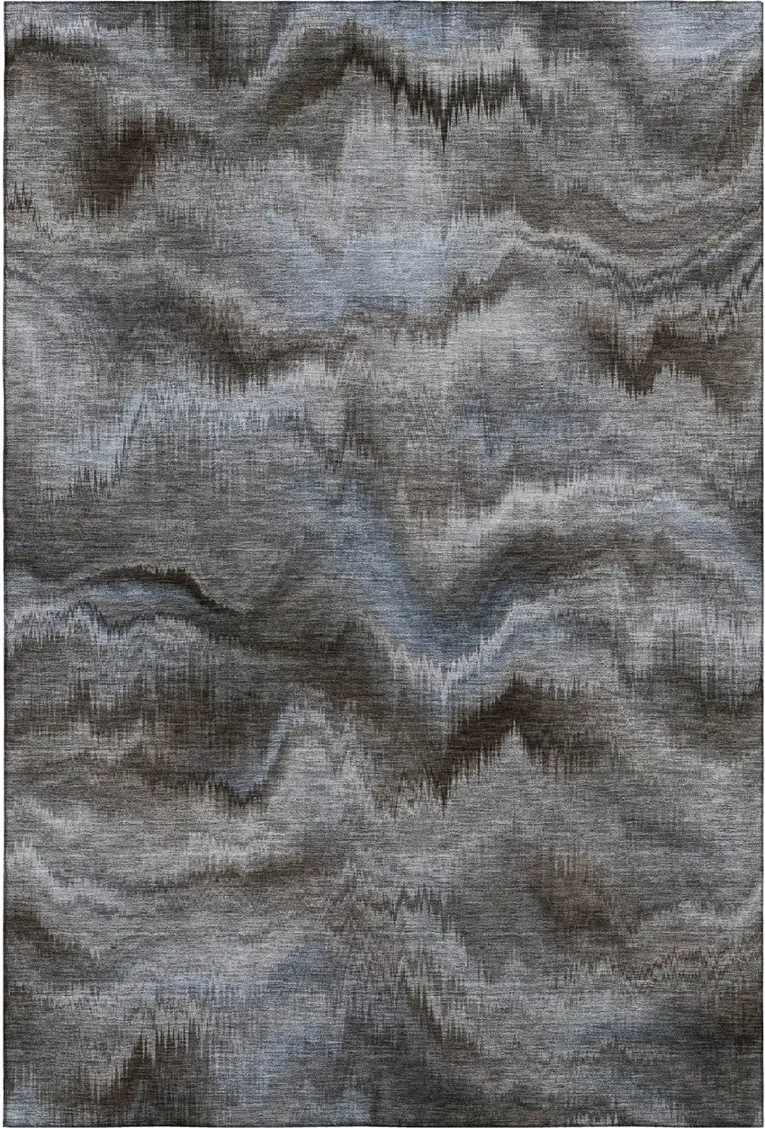 Taupe And Gray Abstract Washable Area Rug With UV Protection Photo 1
