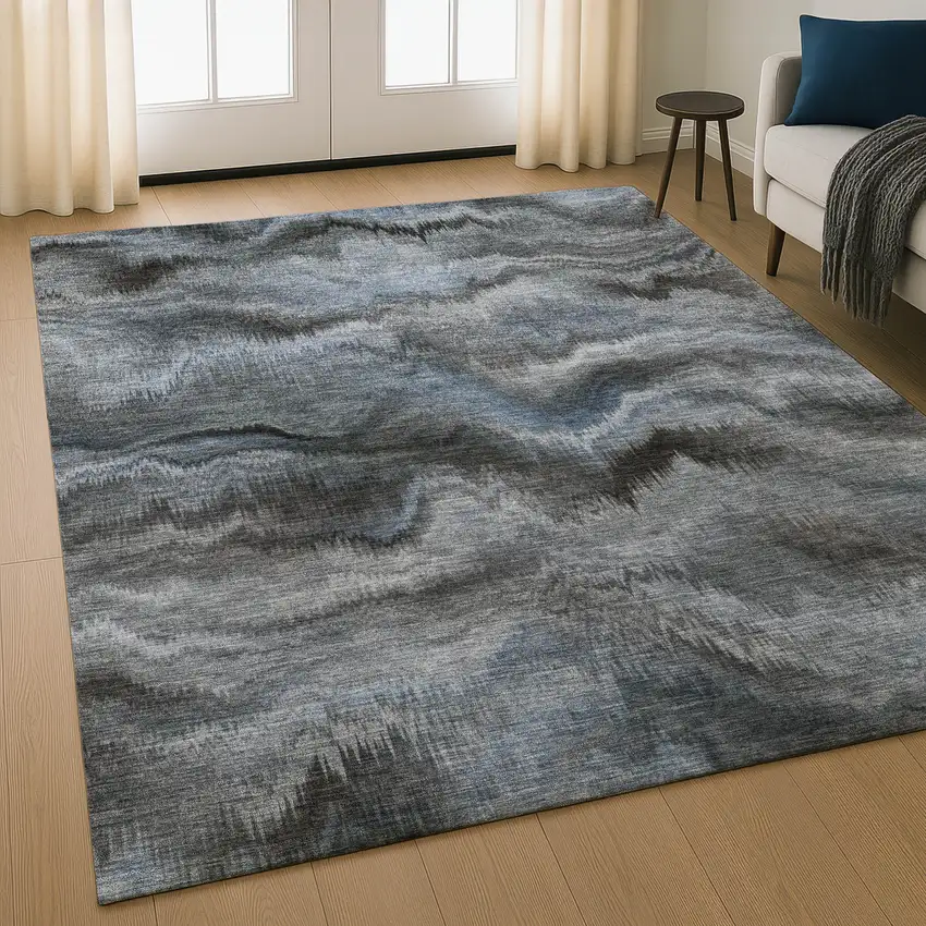 Taupe And Gray Abstract Washable Area Rug With UV Protection Photo 5