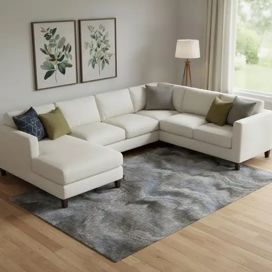 Taupe And Gray Abstract Washable Area Rug With UV Protection Photo 2