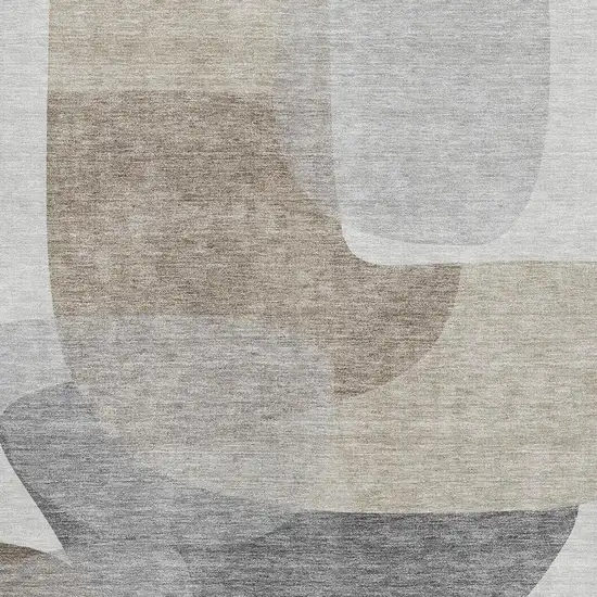 Taupe And Gray Abstract Washable Area Rug With UV Protection Photo 3