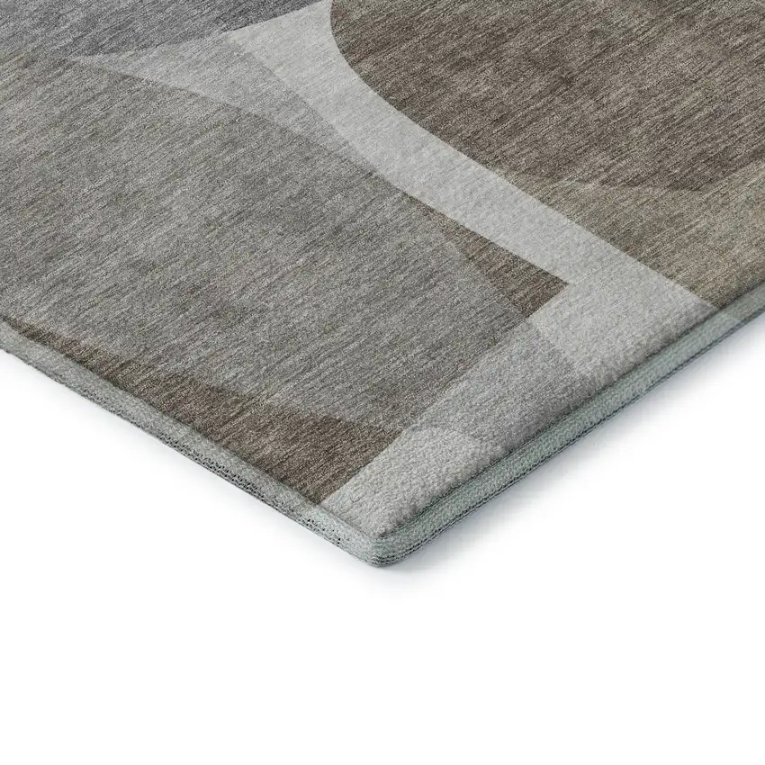 Taupe And Gray Abstract Washable Area Rug With UV Protection Photo 7