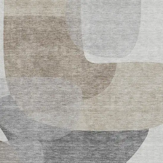 Taupe And Gray Abstract Washable Area Rug With UV Protection Photo 3