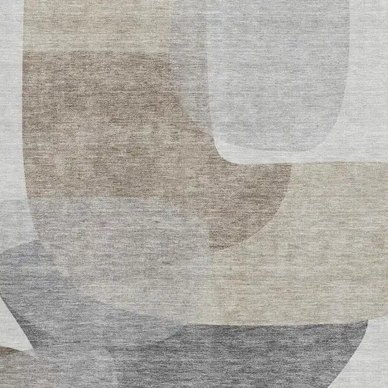Taupe And Gray Abstract Washable Area Rug With UV Protection Photo 3