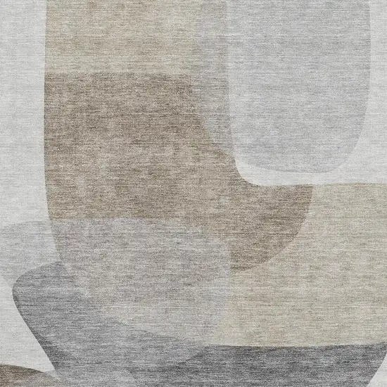 Taupe And Gray Abstract Washable Area Rug With UV Protection Photo 3