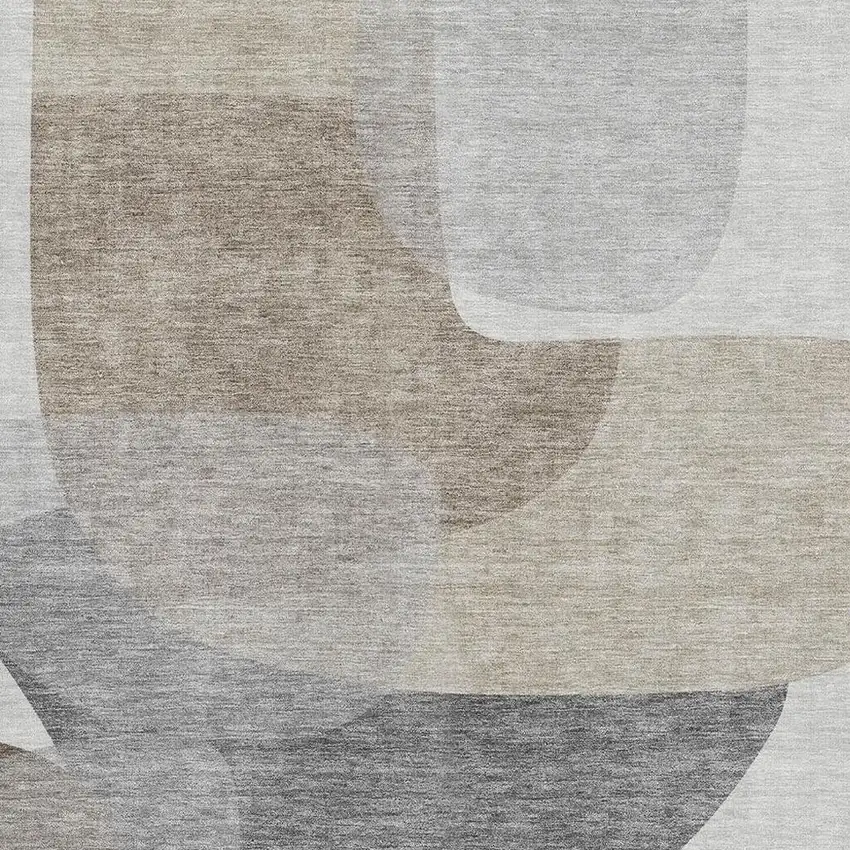 Taupe And Gray Abstract Washable Area Rug With UV Protection Photo 3