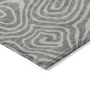 Photo of Taupe And Gray Abstract Washable Indoor Outdoor Area Rug