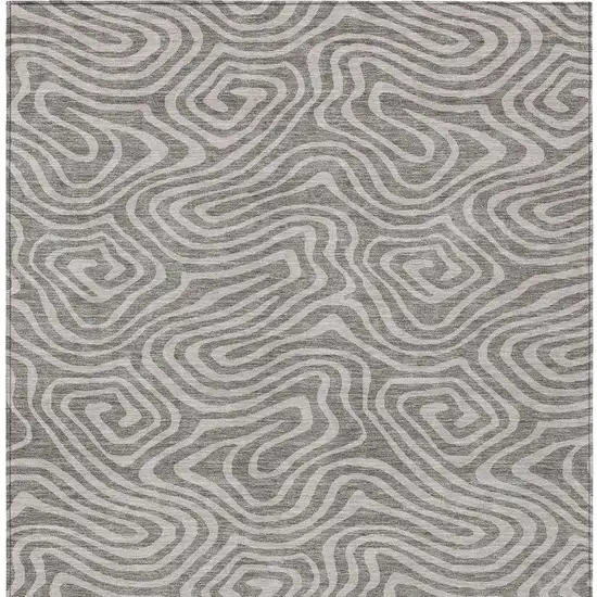 Taupe And Gray Abstract Washable Indoor Outdoor Area Rug Photo 7