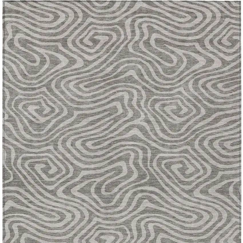 Taupe And Gray Abstract Washable Indoor Outdoor Area Rug Photo 7