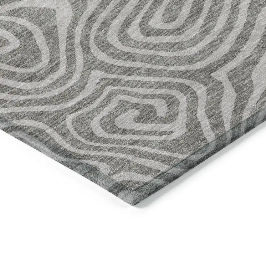 Taupe And Gray Abstract Washable Indoor Outdoor Area Rug Photo 5