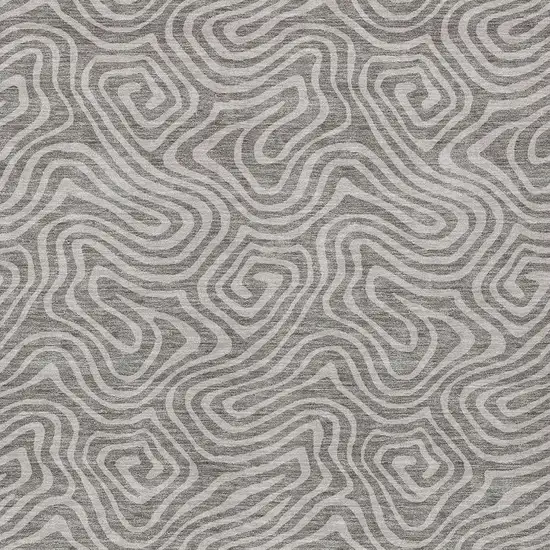Taupe And Gray Abstract Washable Indoor Outdoor Area Rug Photo 6