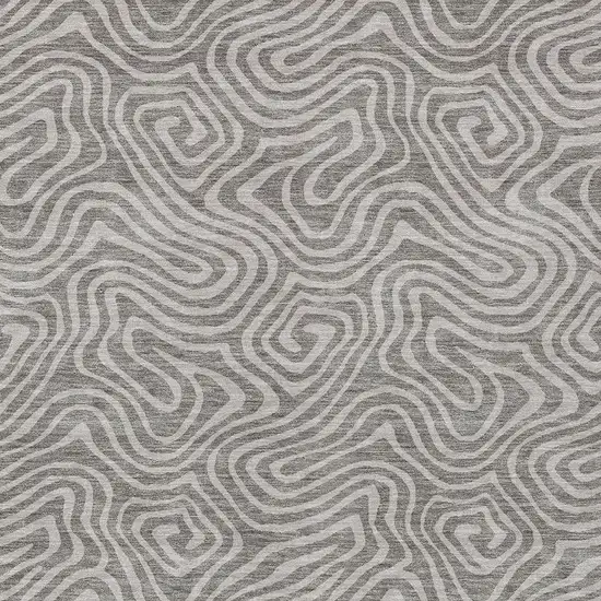 Taupe And Gray Abstract Washable Indoor Outdoor Area Rug Photo 6