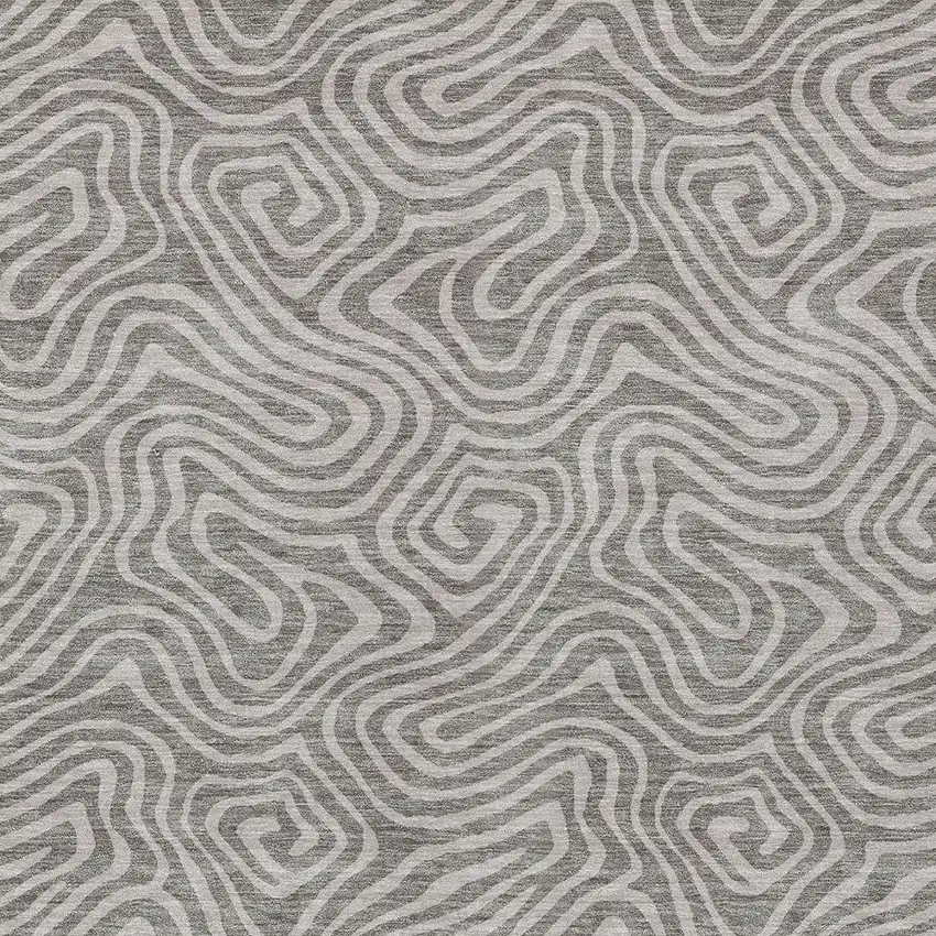Taupe And Gray Abstract Washable Indoor Outdoor Area Rug Photo 6
