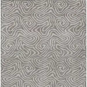 Photo of Taupe And Gray Abstract Washable Indoor Outdoor Area Rug