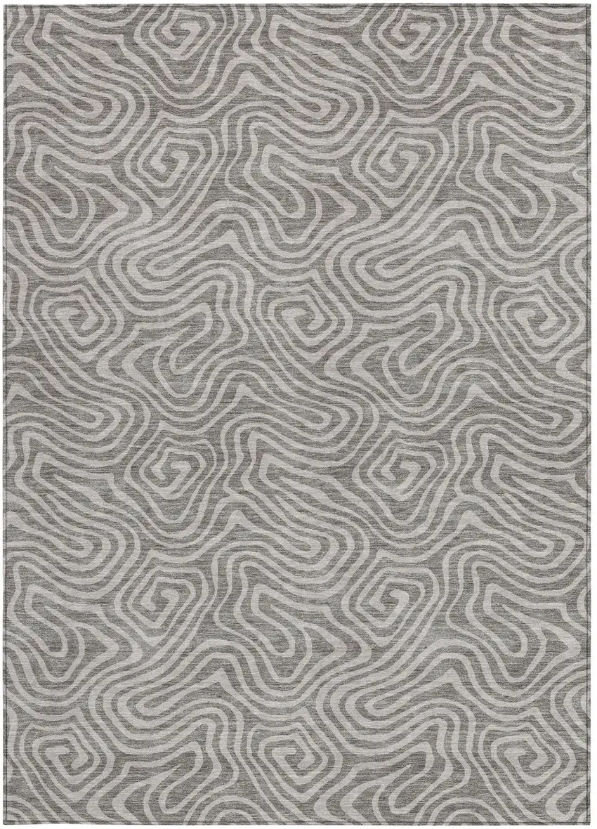 Taupe And Gray Abstract Washable Indoor Outdoor Area Rug Photo 7