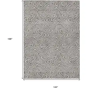 Photo of Taupe And Gray Abstract Washable Indoor Outdoor Area Rug