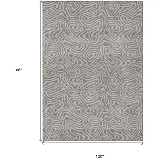 Taupe And Gray Abstract Washable Indoor Outdoor Area Rug Photo 3