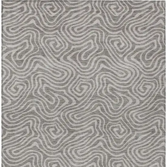 Taupe And Gray Abstract Washable Indoor Outdoor Area Rug Photo 6