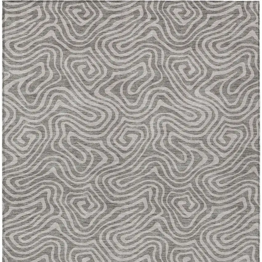 Taupe And Gray Abstract Washable Indoor Outdoor Area Rug Photo 6