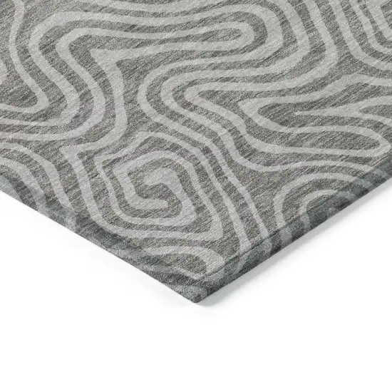 Taupe And Gray Abstract Washable Indoor Outdoor Area Rug Photo 5
