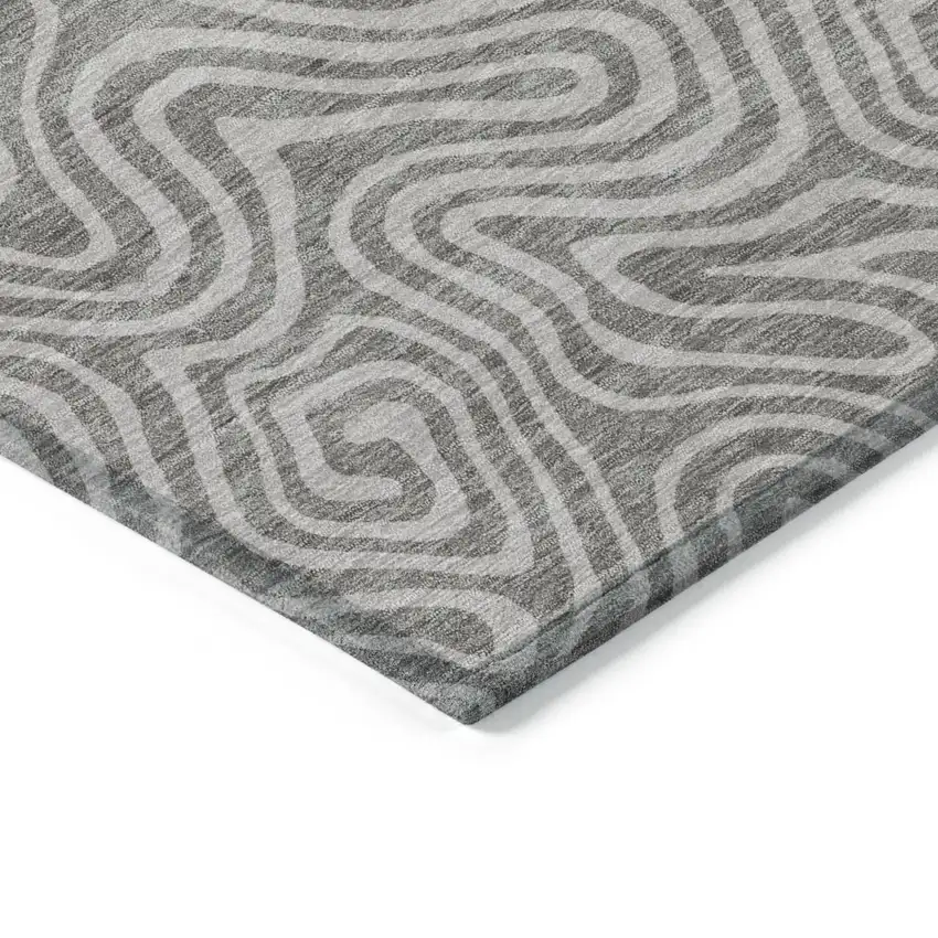 Taupe And Gray Abstract Washable Indoor Outdoor Area Rug Photo 5