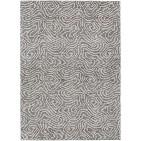 Taupe And Gray Abstract Washable Indoor Outdoor Area Rug Photo 2