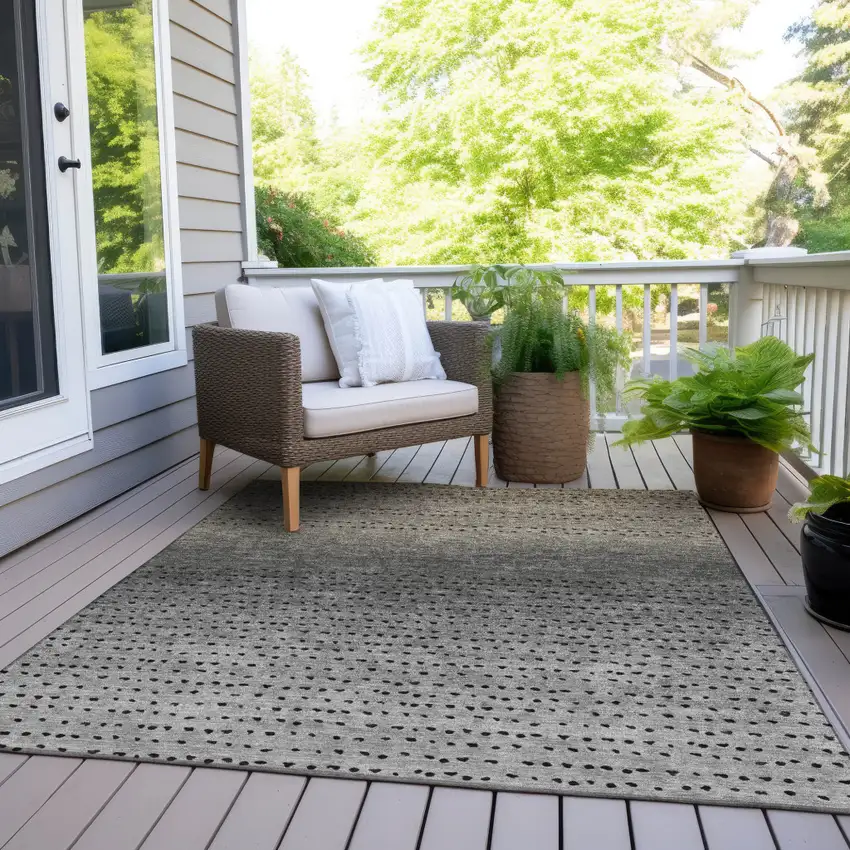 Taupe And Gray Abstract Washable Indoor Outdoor Area Rug Photo 8