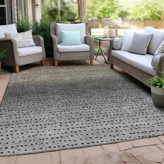 Taupe And Gray Abstract Washable Indoor Outdoor Area Rug Photo 5