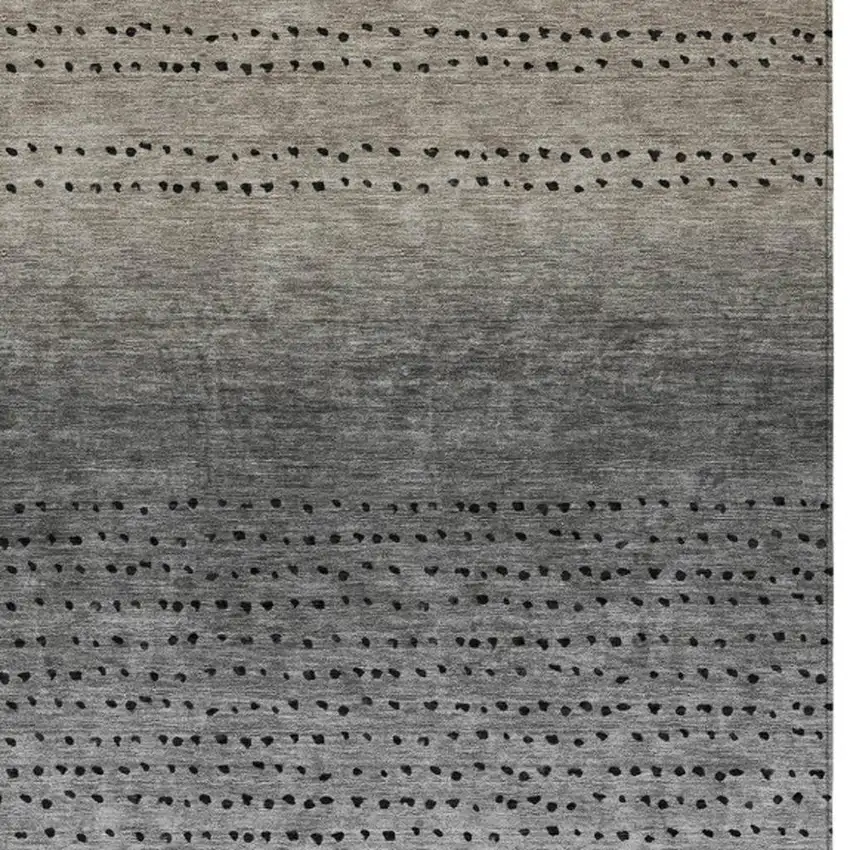 Taupe And Gray Abstract Washable Indoor Outdoor Area Rug Photo 4