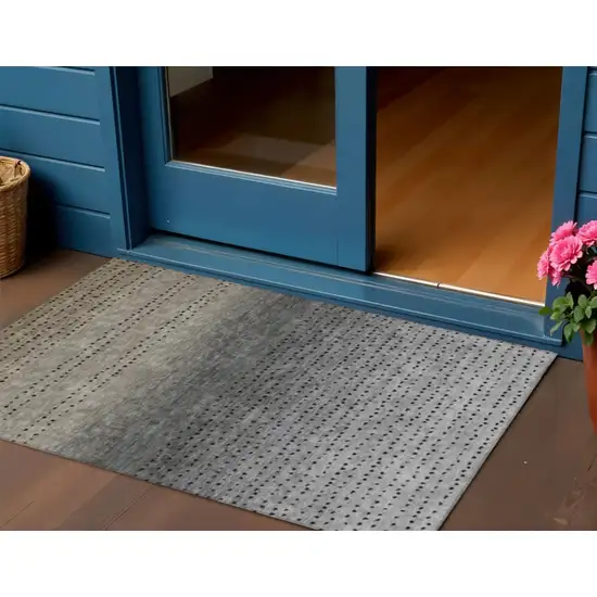 Taupe And Gray Abstract Washable Indoor Outdoor Area Rug Photo 2