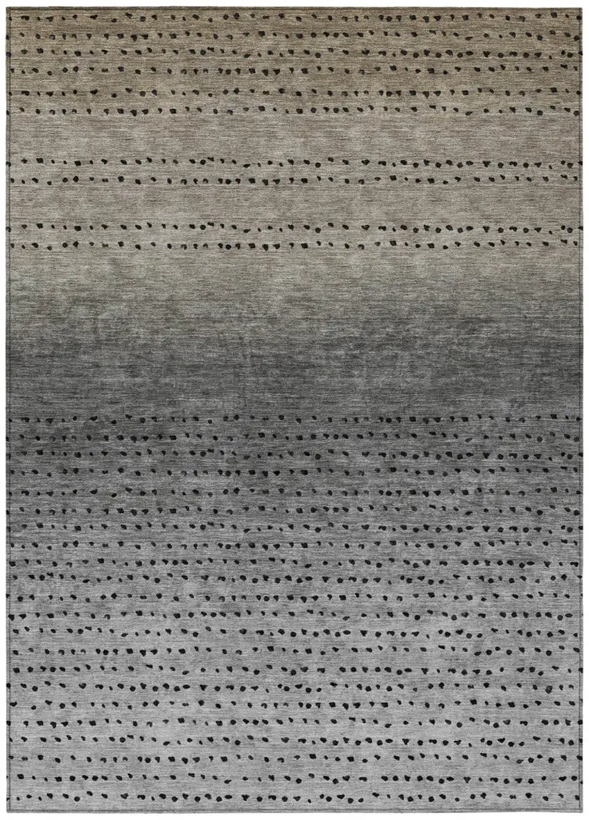 Taupe And Gray Abstract Washable Indoor Outdoor Area Rug Photo 1