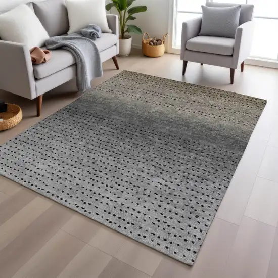 Taupe And Gray Abstract Washable Indoor Outdoor Area Rug Photo 6