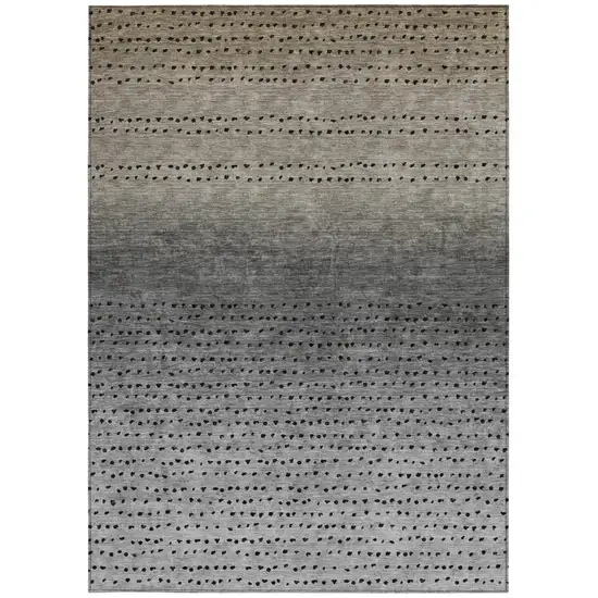 Taupe And Gray Abstract Washable Indoor Outdoor Area Rug Photo 3