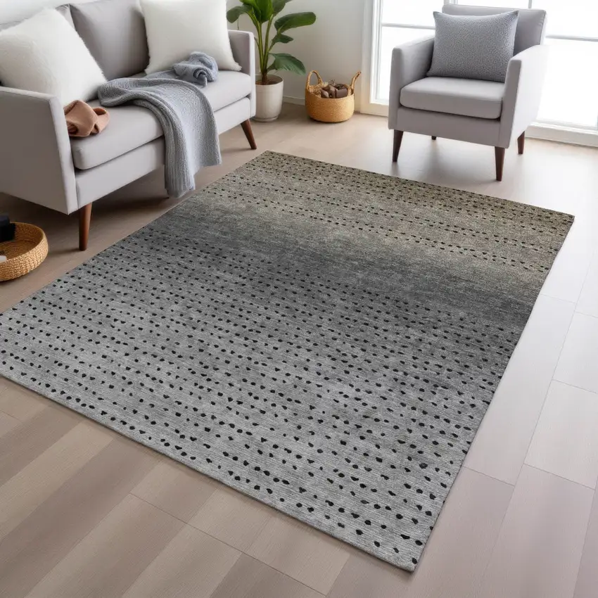 Taupe And Gray Abstract Washable Indoor Outdoor Area Rug Photo 6