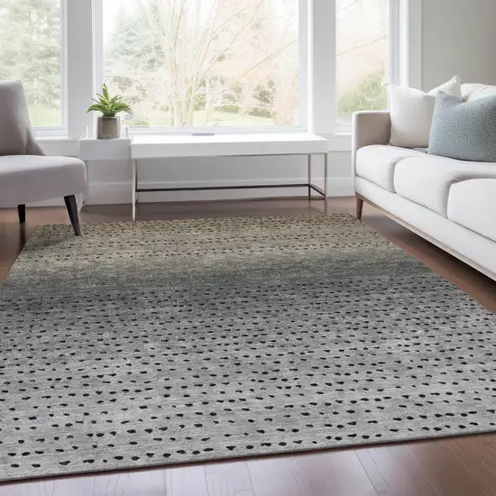 Taupe And Gray Abstract Washable Indoor Outdoor Area Rug Photo 7