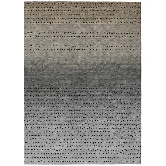 Taupe And Gray Abstract Washable Indoor Outdoor Area Rug Photo 1