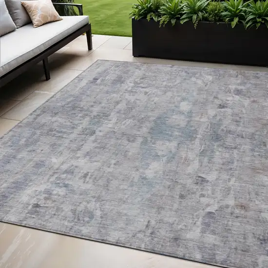 Taupe And Gray Abstract Washable Indoor Outdoor Area Rug Photo 1