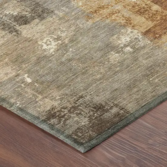 Taupe And Gray Abstract Washable Indoor Outdoor Area Rug Photo 6
