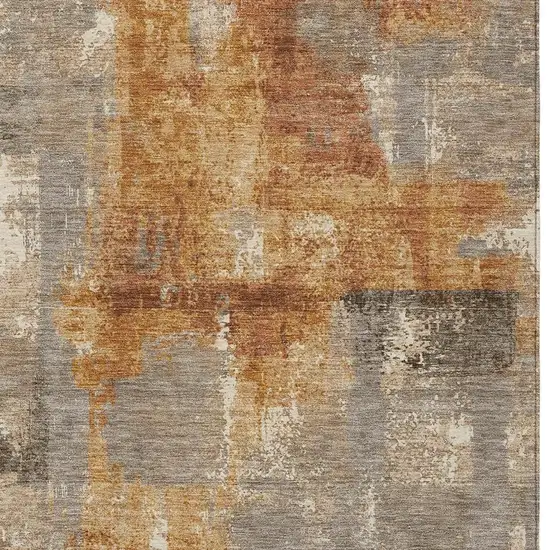 Taupe And Gray Abstract Washable Indoor Outdoor Area Rug Photo 5