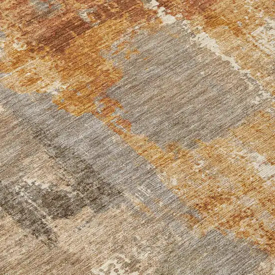 Taupe And Gray Abstract Washable Indoor Outdoor Area Rug Photo 7