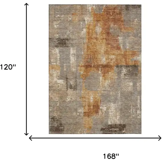 Taupe And Gray Abstract Washable Indoor Outdoor Area Rug Photo 8