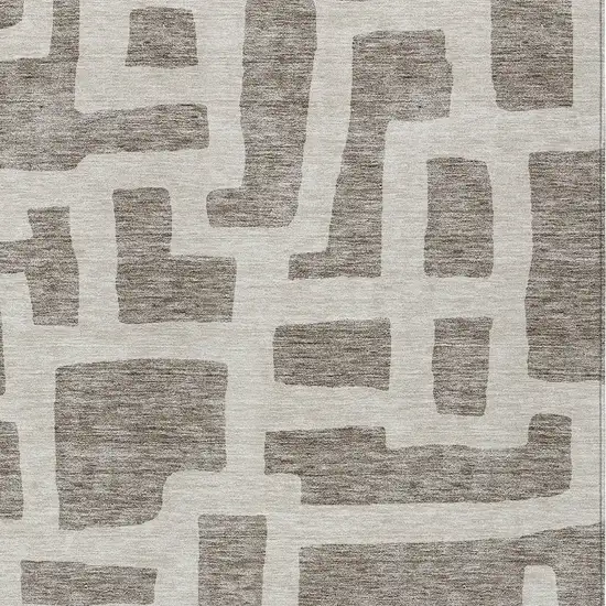 Taupe And Gray Abstract Washable Indoor Outdoor Area Rug Photo 6