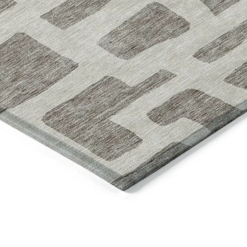 Taupe And Gray Abstract Washable Indoor Outdoor Area Rug Photo 5