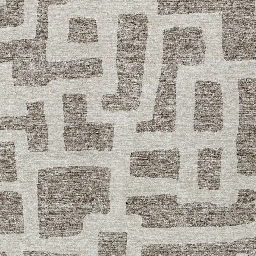 Taupe And Gray Abstract Washable Indoor Outdoor Area Rug Photo 6