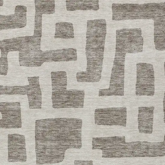 Taupe And Gray Abstract Washable Indoor Outdoor Area Rug Photo 6