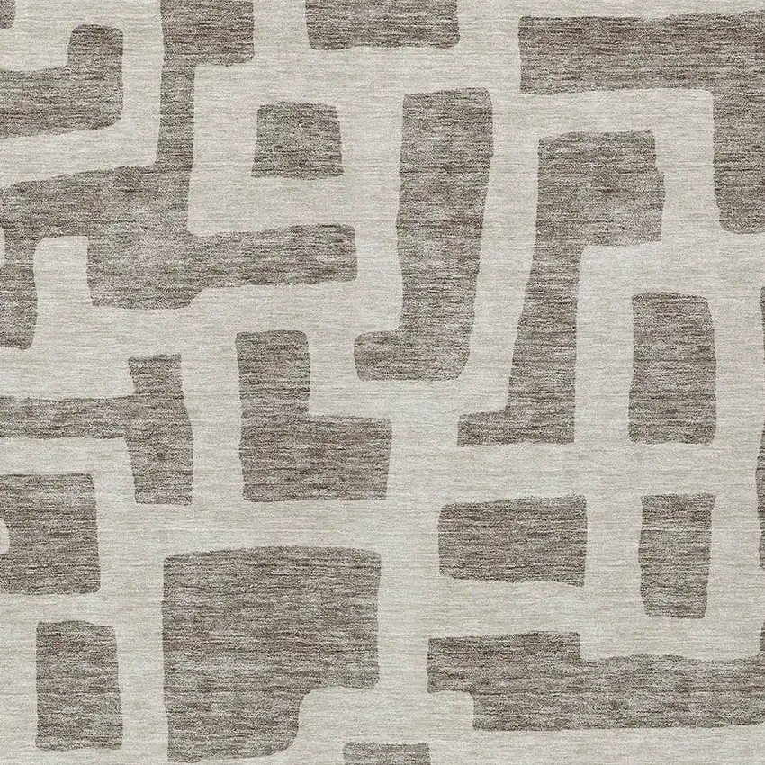 Taupe And Gray Abstract Washable Indoor Outdoor Area Rug Photo 6