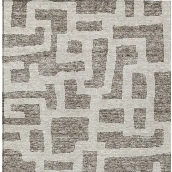 Taupe And Gray Abstract Washable Indoor Outdoor Area Rug Photo 7