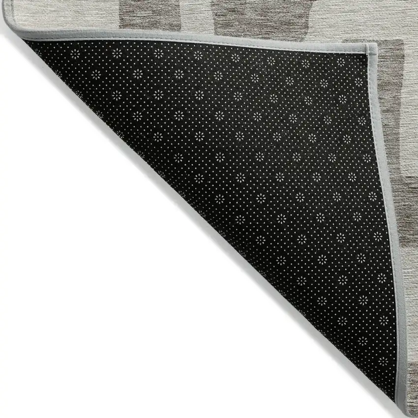 Taupe And Gray Abstract Washable Indoor Outdoor Area Rug Photo 4