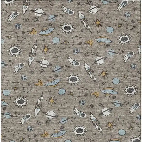 Taupe And Gray Animal Print Washable Indoor Outdoor Area Rug Photo 3