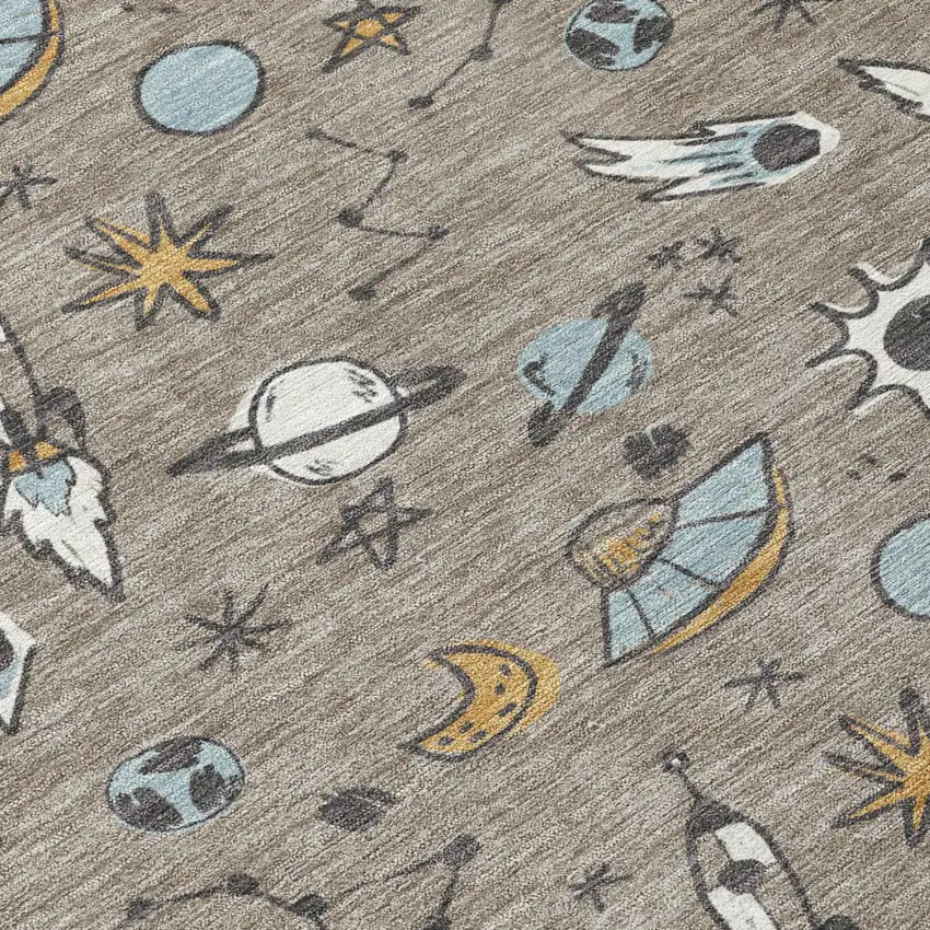 Taupe And Gray Animal Print Washable Indoor Outdoor Area Rug Photo 5
